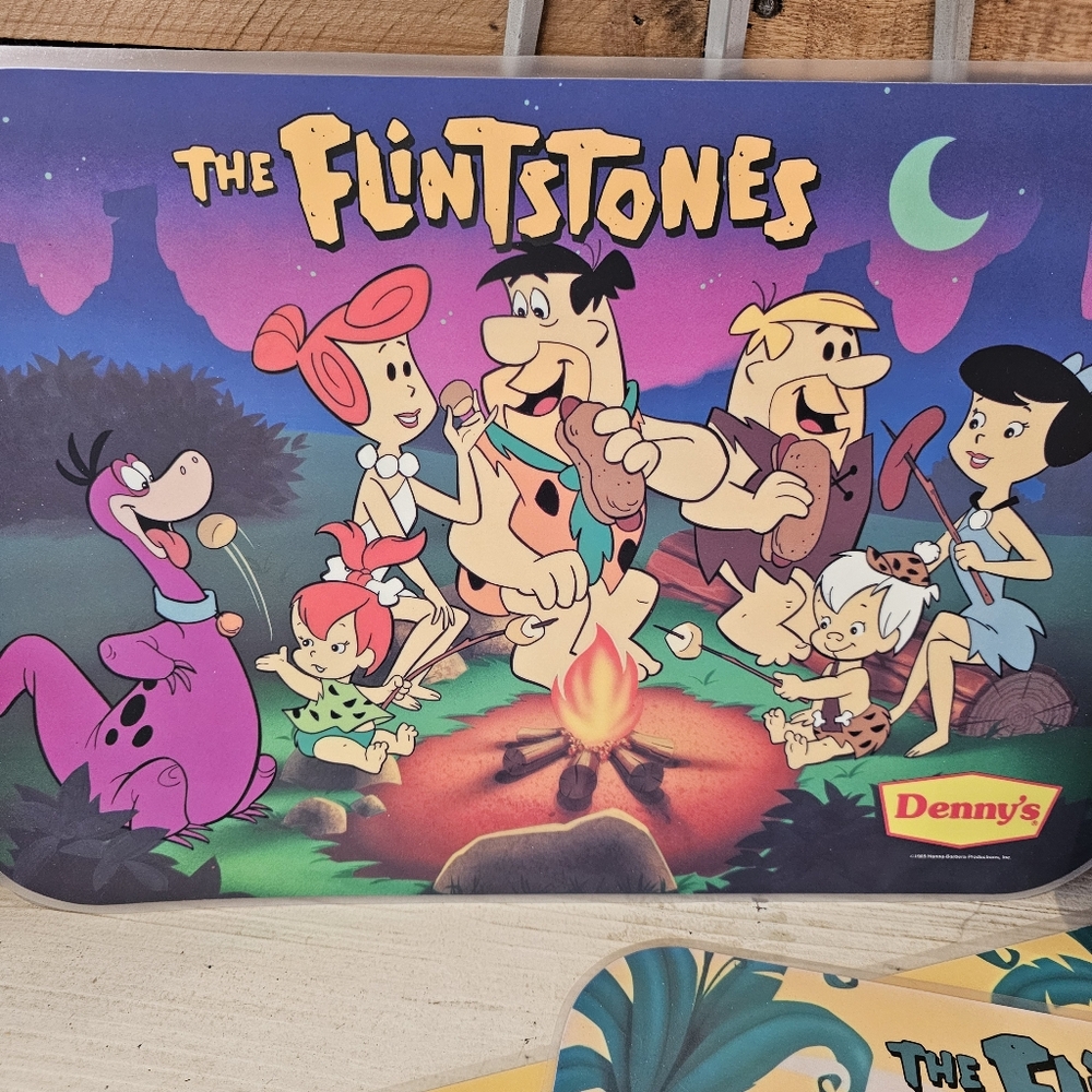Vintage '89 "The Flintstones" Denny's Collectible Placemats Set Of 5 - Picture 2 of 7